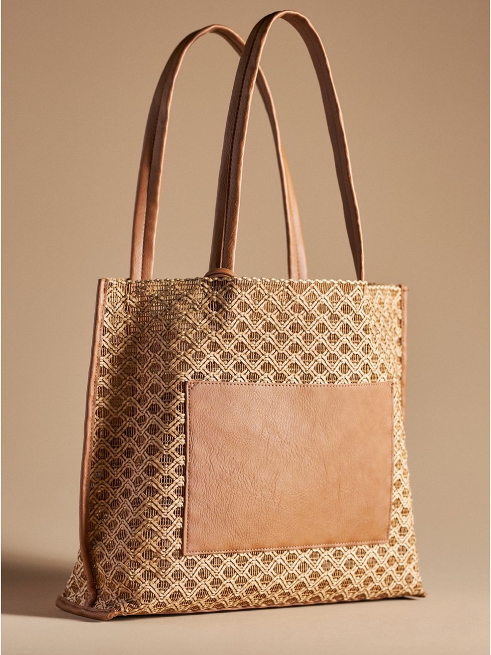 Anthropologie Mali + Lili Duncan Tote Woven Rattan Beach Bag EUC